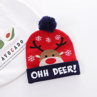 Christmas knitted hat with printed woolen hat