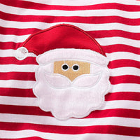 Boys and girls striped embroidery Santa Claus romper