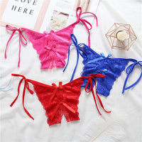 Lace-up thong lace lace-up panties