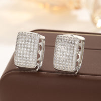 Zircon High-end Square Stud Earrings Fully With Diamonds