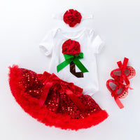 Baby girl little baby cartoon short-sleeved romper sequined tutu skirt suit