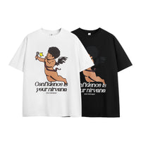 Cotton Angel Printed T-shirt Fashion Brand Short Sleeve Pullover Men's Top