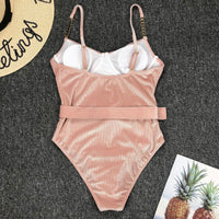 Waist buckle metal chain shoulder strap bikini