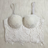 Lace cropped slim sling bra