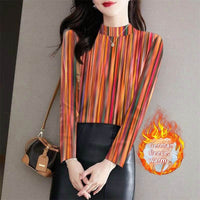 Women's Half Turtleneck Outer Wear Printed Bottoming Shirt