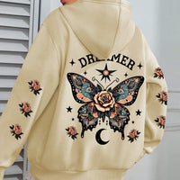 Letter Print Hoodie Casual Drawstring