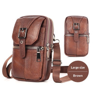 Genuine Leather Belt-Attached Multifunctional Phone Bag Mens Waist Bag