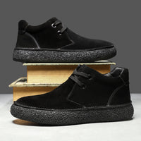 Matte Suede Mid-Top SneakersMartin Boots Mens Casual Leather Shoes Thick-Soled Trendy Shoes