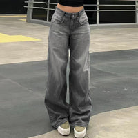Casual Retro All-matching Wide Leg Denim Trousers