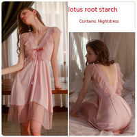 Women's Summer See-through V-neck Lace Nightdress