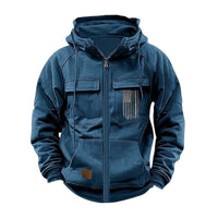 Printed Loose Zip Casual Hooded Sweatshirt