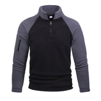 Pullover Stitching Contrast Color Zipper Top