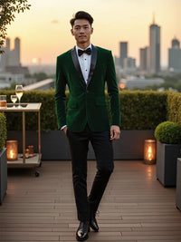 Mens Youth Suede Stage Performance Suit Set