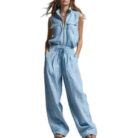 Womens AutumnSummer Casual Loose Sweatshirt And Straight Leg Pants Set