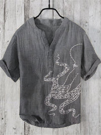 Printed Men's Casual Loose-fit Retro Short-sleeve
