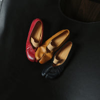 Women's Premium Full Grain Leather Tabi Mary Jane Ballet Flats, Split-Toe Shoes