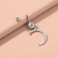 Moon With Diamonds Belly Button Ring
