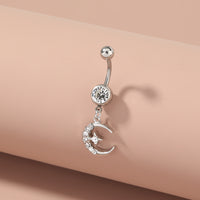 European and American fashion trend stainless steel natural color belly button nail moon star diamond exquisite sparkle body piercing jewelry