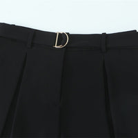 With Belt Pleated Casual Shorts