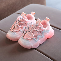 Fashion Lit Up Children's Running Shoes Lace-up Soft Sole Girls Old Shoes