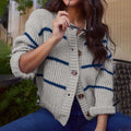 Fashion Stripes Loose Knitted Cardigan Coat Top
