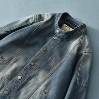 Stand Collar Retro Do The Old Cowboy Jacket Stitching Overalls Men