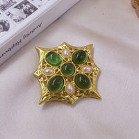 Classic Medieval Baroque Cross Crystal Brooch Vintage