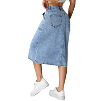 A Highly Stretchy, Mid-length Denim Skirt Perfectly Flatters Your
