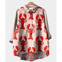 Women's Summer Loose Casual Graffiti Printing Long Sleeve Shirt