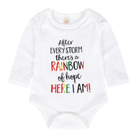 Children's English Print Rainbow Hooded Climbing Suit Three-piece Set