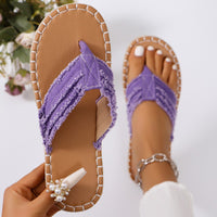 Flip Flops Women's Fashion Flat Straw Beach Flip-flops Outerwear Plus Size Sandals