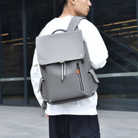 Men's Large Capacity Laminated Leather Fashionable Backpack