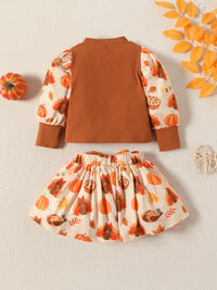 Children's Clothing Infant Suit Turkey Pumpkin Printed Two-piece Suit
