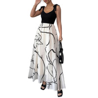 Fashionable Elegant Women's New Printed Women's Long Wild Skirt