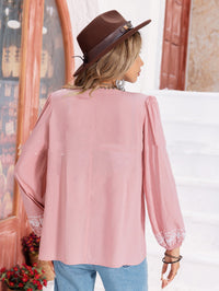 Embroidered Lantern Nine-quarter Sleeve Women's Top