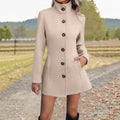 Womens Autumn Winter New Arrival Fashionable Casual Stand-Up Collar Coat