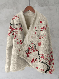 Womens Printed Kimono Cardigan Fleece Jacket Fashionable Womens Outerwear