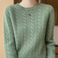 Loose And Sweet Cable-knit Crewneck Sweater