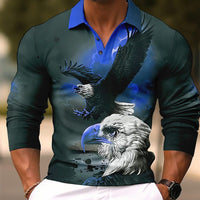 Autumn Fashion Polo Collar Button Animal Print Long Sleeve