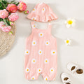 Small Chrysanthemum Printed Double-sided Wrinkle One-piece Shorts Hat Two-piece Set