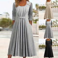 Womens Casual Crew-Neck Solid-Color Dress