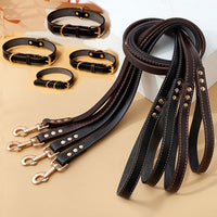 New Dog PU Leather Tow Rope Collar Belt Solid Small, Medium And Large Dogs Universal 13 15 M