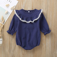 Solid color ruffled triangle one-piece romper