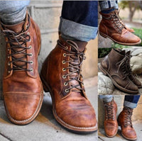 European And American Large Size Lace-Up Low Boots