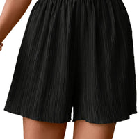 European And American Solid Color Elastic Waistband Shorts