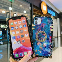 Square starry sky flower phone case