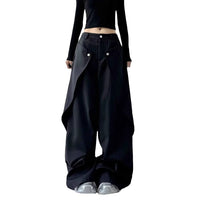 Womens Stylish Asymmetrical Patchwork Straight-Leg Pants