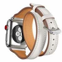 Double loop leather watch strap
