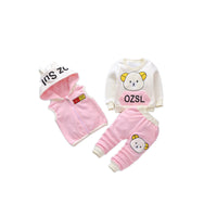 Three-piece cartoon bear with velvet thickening