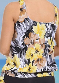 Digital printing slim split swimsuit